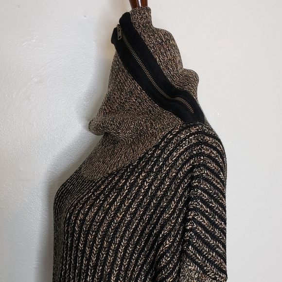 NEW M. Rena Luxury Sweater Taupe Coffee Zipper Boutique Womens Turtleneck Winter - Picture 12 of 16